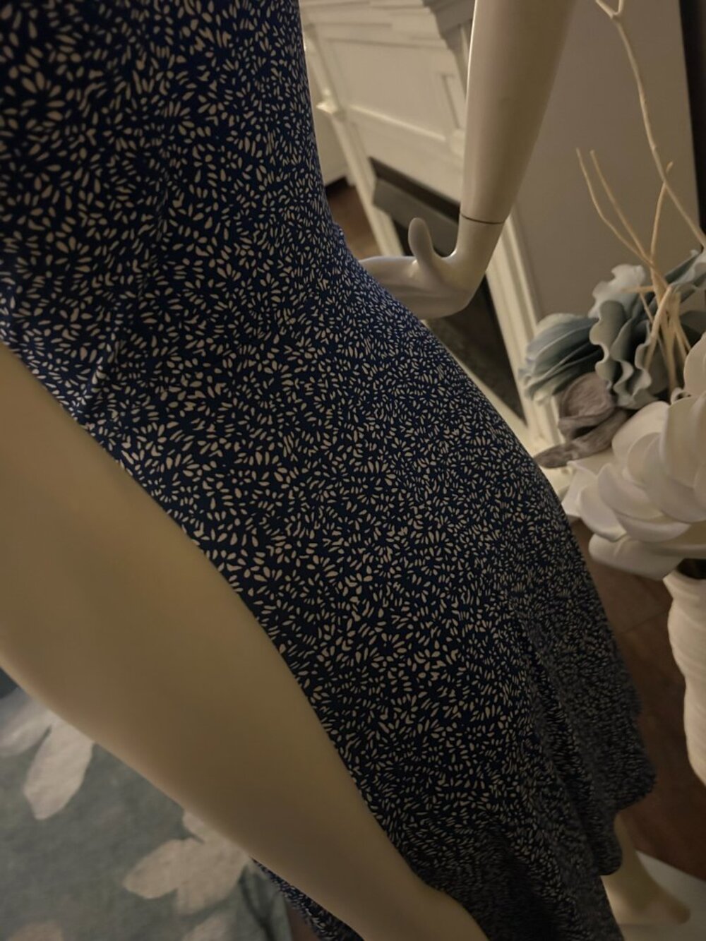 Kaleigh Soft Blue Floral Wrap Style Dress | Flowy Tie Waist Mini - Picture 6 of 6